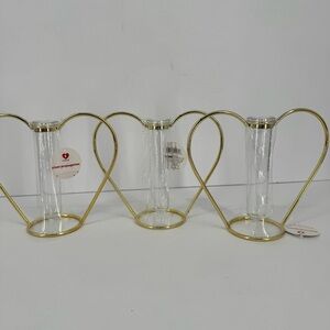 Target Bullseye Playground Spring Heart 6” Plant Propagation Gold Bud Vase Lot 3